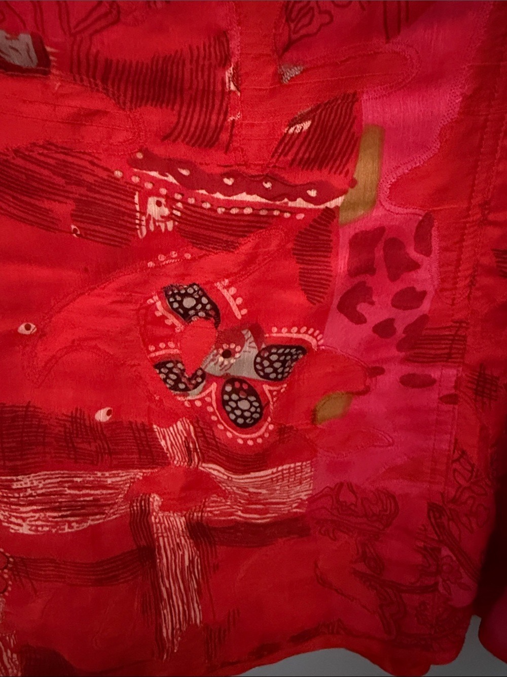 CHICO’S Vintage Raw Silk Embroidered Asian Art-to-Wear Jacket Size 3 (XL) - Picture 9 of 9